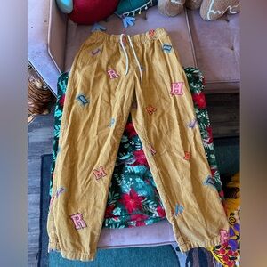 Men’s Urban Outfitters Colorful Lettered Corduroy-Style Pants MEDIUM